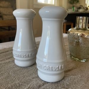 Le Creuset salt and pepper shakers.